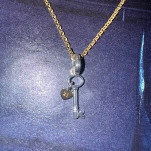 925 Sterling Gold and silver heart and key necklace Y2K